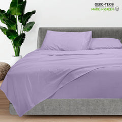 Royale Linens - 4 Piece Bed Sheet - Soft Brushed Microfiber 1800 Bedding Set - 1 Fitted Sheet, 1 Flat Sheet, 2 Pillowcase - Wrinkle & Fade Resistant Luxury Sheet Set (Lavender)