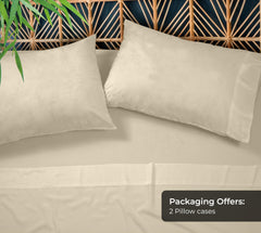 Royale Linens Cooling Pillow Cases Set of 2-100% Rayon Derived from Bamboo Cooling Pillowcase for Hot Sleepers - Soft & Silky Pillow Covers with Envelope Closure (Sand)