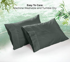 Royale Linens Cooling Pillow Cases Set of 2-100% Rayon Derived from Bamboo Cooling Pillowcase for Hot Sleepers - Soft & Silky Pillow Covers with Envelope Closure (Grey)