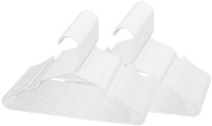 ROYALE White Plastic Hangers For Clothes - Heavy Duty Plastic Clothes Hanger Ideal For Everyday Standard Use - Lightweight & Space Saving Notched Plastic Hangers - Slim & Sleek Shoulder Groove