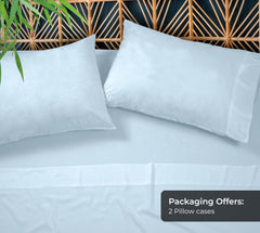Royale Linens Cooling Pillow Cases Set of 2-100% Rayon Derived from Bamboo Cooling Pillowcase for Hot Sleepers - Soft & Silky Pillow Covers with Envelope Closure (Lake Blue)