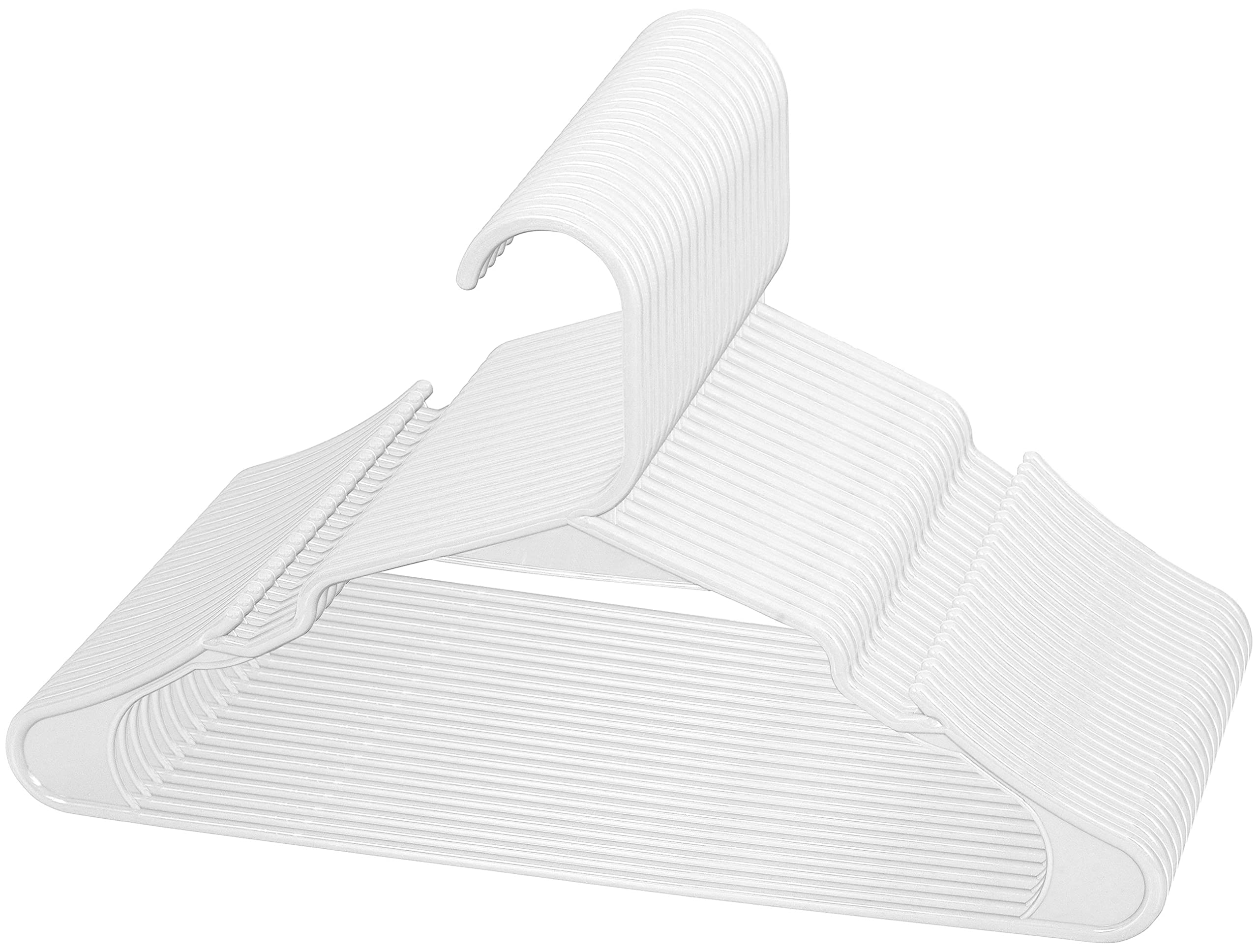 ROYALE White Plastic Hangers For Clothes - Heavy Duty Plastic Clothes Hanger Ideal For Everyday Standard Use - Lightweight & Space Saving Notched Plastic Hangers - Slim & Sleek Shoulder Groove
