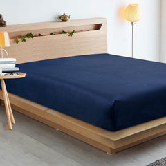 ROYALE LINENS 300 Thread Count 100% Long Staple Combed Cotton Sheet Set - 4 Piece Bed Sheet 1 Fitted Sheet, 1 Flat Sheet, 2 Pillow Case - Breathable, Cool & Crisp Percale Sheet Set (Navy)