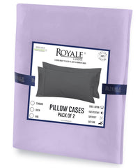 Royale Linens Pillowcase Set of 2 - Bed Pillow Cover - Pillowcases - 1800 Brushed Microfiber, Wrinkle & Fade Resistant - Soft & Cozy-Pillow Case (Lavender)
