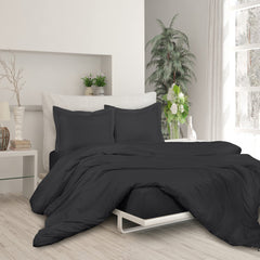 ROYALE Black Duvet Cover- Washed Duvet Cover Set, 3 Piece Double Brushed Duvet Covers with Button Closure - 1 Duvet Cover and 2 Pillow Shams - Comforter Cover