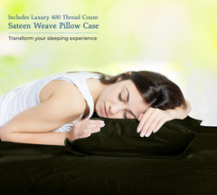 ROYALE LINENS 400 Thread Count 100% American Grown Cotton 4 Piece Sateen Sheet Set - 1 Fitted Sheet, 1 Flat Sheet, 2 Pillow case - Green Bedsheet - Cotton Sheets - ( Leaf Green)