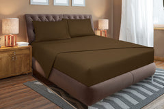 ROYALE LINENS Striped Bed Sheet Set - Microfiber 1800 Bedding - 1 Fitted Sheet, 1 Flat Sheet, 2 Pillowcase - Wrinkle & Fade Resistant - 4 Piece Damask Stripe Bed Sheet Set (Stripe Chocolate)