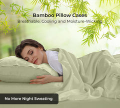 Royale Linens Cooling Pillow Cases Set of 2-100% Rayon Derived from Bamboo Cooling Pillowcase for Hot Sleepers - Soft & Silky Pillow Covers with Envelope Closure (Sage Green)