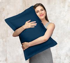 Royale Linens Pillow Shams 2 Pack -Brushed 1800 Microfiber - Bed Pillow Shams, Wrinkle & Fade Resistant Super Soft and Cozy -Back Overlap Closure - Oxford Pillowcase (Navy)