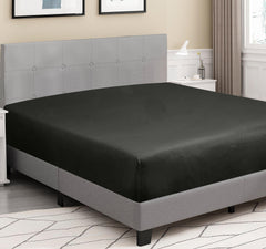 ROYALE LINENS 300 Thread Count 100% Long Staple Combed Cotton Fitted Sheet - Super Soft Deep Pocket Bottom Sheet - Black Fitted Sheet - Fitted Sheet Only - Elastic Sheet (Black)
