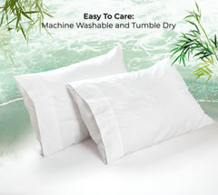 Royale Linens Cooling Pillow Cases Set of 2-100% Rayon Derived from Bamboo Cooling Pillowcase for Hot Sleepers - Soft & Silky Pillow Covers with Envelope Closure (White)