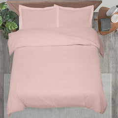 ROYALE LINENS Pink Duvet Cover - Duvet Cover Set - 3 Piece Double Brushed Duvet Covers with Zipper Closure, 1 Duvet Cover and 2 Pillow Shams ( Pink)