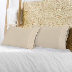 Royale Linens Pillowcase Set of 2 - Bed Pillow Cover - Sand Pillowcases - 1800 Brushed Microfiber, Wrinkle & Fade Resistant - Soft & Cozy- Pillow Case ( Sand)