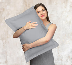 Royale Linens Pillow Shams 2 Pack - Brushed 1800 Microfiber - Bed Pillow Shams, Wrinkle Resistant Super Soft and Cozy - Back Overlap Closure - Oxford Pillow Case (Silver)
