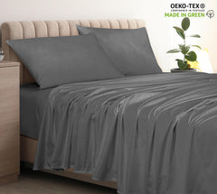400 Thread Count 100% American Grown Cotton Flat Sheet - Cooling Sheets - Sheets - Luxury Sateen Weave - Flat Sheet Sold Separately - Grey Flat Sheet Only ( Spanish Slate)