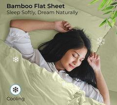 Royale Linens Bamboo Viscose Flat Sheets Only - Cooling Sheets - Organic Viscose Derived from Bamboo - Flat Sheet Only - Top Sheet - Breathable & Silky Bedding (Sage Green)