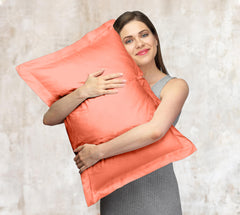 Royale Linens Pillow Shams 2 Pack - Brushed 1800 Microfiber - Bed Pillow Shams, Wrinkle Resistant Super Soft and Cozy - Back Overlap Closure - Oxford Pillowcases (Coral)