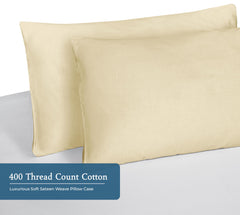 Royale Linens 400 Thread Count 100% American Grown Cotton Pillowcase Set - Luxury Sateen Pillow case - 20"x30" Inch - Soft & Smooth Set of 2 Beige Pillowcases - (Moroccan Sand)