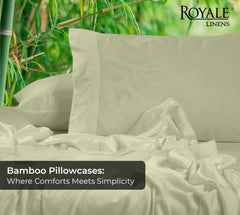 Royale Linens Cooling Pillow Cases Set of 2-100% Rayon Derived from Bamboo Cooling Pillowcase for Hot Sleepers - Soft & Silky Pillow Covers with Envelope Closure (Sage Green)