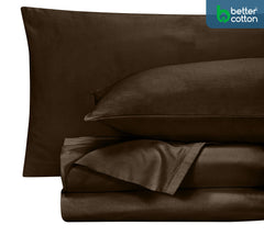 ROYALE LINENS 400 Thread Count 100% American Grown Cotton 4 Piece Sateen Sheet Set - 1 Fitted Sheet, 1 Flat Sheet, 2 Pillow case - Brown Bedsheet - Cotton Sheets - ( Hazel Nut)