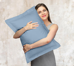 Royale Linens Pillow Shams 2 Pack - Brushed 1800 Microfiber - Bed Pillow Shams Wrinkle Resistant Super Soft and Cozy- Back Overlap Closure- Oxford Pillow Case (Lake Blue)