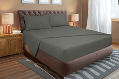 ROYALE LINENS Striped Bed Sheet Set - Microfiber 1800 Bedding - 1 Fitted Sheet, 1 Flat Sheet, 2 Pillow case - Wrinkle & Fade Resistant - 4 Piece Damask Stripe Bed Sheet Set (Stripe Grey)