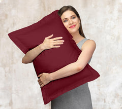Royale Linens Pillow Shams 2 Pack - Brushed 1800 Microfiber - Bed Pillow Shams Wrinkle Resistant Super Soft and Cozy- Back Overlap Closure - Oxford Pillow Case (Burgundy)