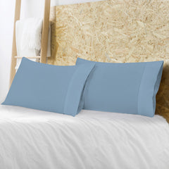 Royale Linens Pillowcase Set of 2 - Bed Pillow Cover - Lake Blue Pillowcases - 1800 Brushed Microfiber, Wrinkle & Fade Resistant - Soft & Cozy-Pillow Case ( Lake Blue)