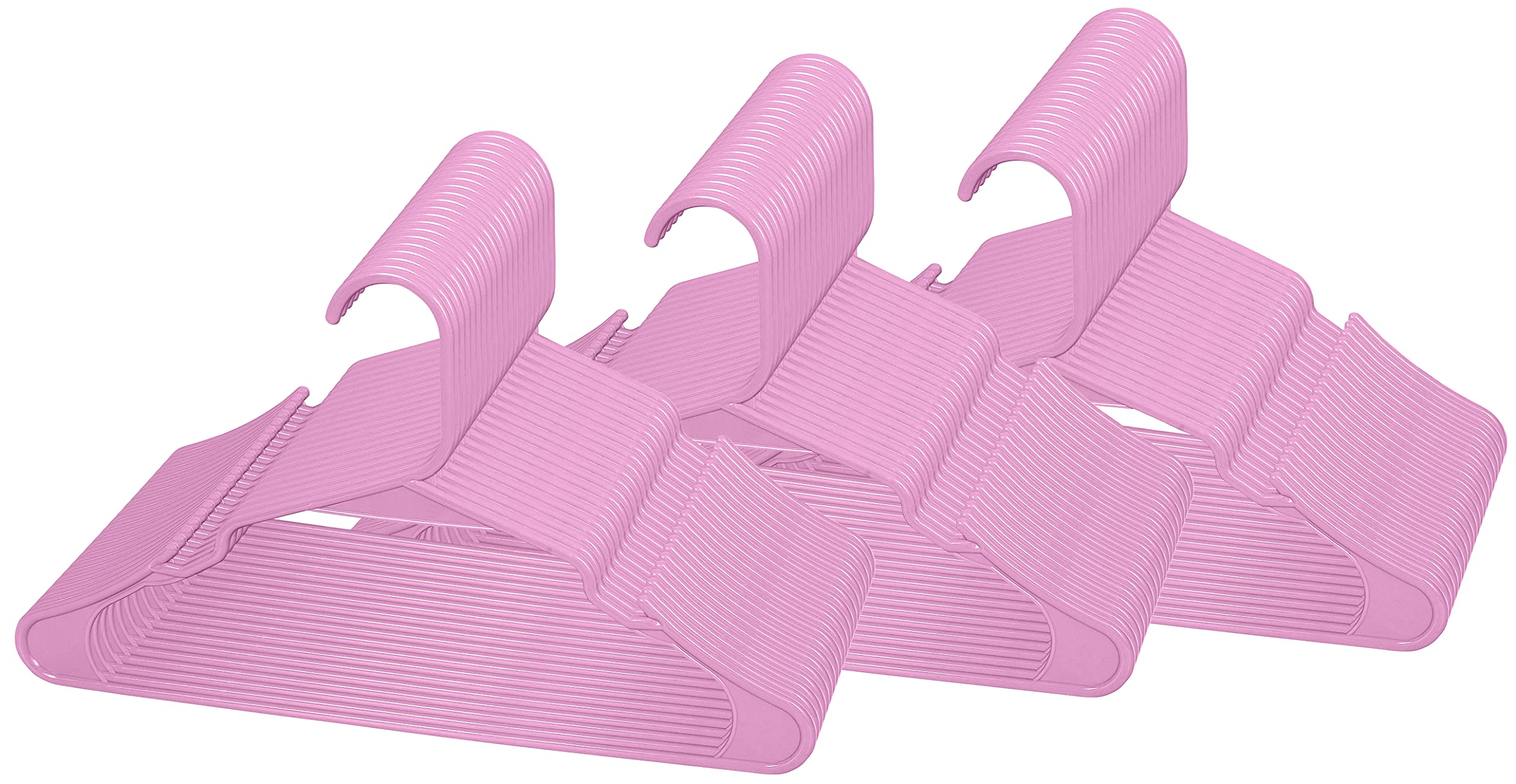 ROYALE Pink Plastic Hangers for Clothes - Heavy Duty Plastic Clothes Hanger Ideal for Everyday Standard Use - Lightweight & Space Saving Notched Plastic Hangers - Slim & Sleek Shoulder Groove