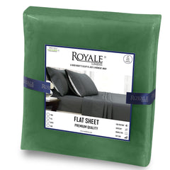 Royale Linens Flat Sheet Only - Brushed 1800 Microfiber - Ultra Soft & Breathable - Wrinkle Resistant - Hotel Quality Flat Sheet Sold Separately - Top Sheet for Bed - (Hunter Green)