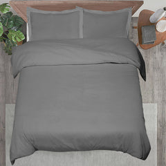 ROYALE LINENS Grey Duvet Cover  - Duvet Cover Set - 3 Piece Double Brushed Duvet Covers with Zipper Closure, 1 Queen Duvet Cover and 2 Pillow Shams ( Grey)