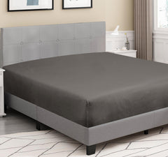 Royale Linens 300 Thread Count 100% Long Staple Combed Cotton Fitted Sheet - Super Soft Deep Pocket Bottom Sheet - Grey Fitted Sheet-Fitted Sheet Only - Elastic Sheet (Grey)