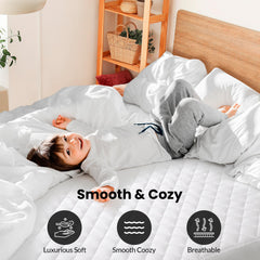 Royale Linens  Mattress Pad - Mattress Cover - Quilted Fitted Soft Mattress Pad Deep Pocket Fits Up to 16 Inch - Cooling Mattress Topper - Elastic Fitted Mattress Protector