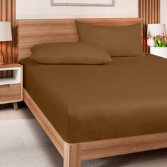 Royale Linens 300 Thread Count 100% Long Staple Combed Cotton Fitted Sheet- Super Soft Deep Pocket Sheet- Chocolate Fitted Sheet - Fitted Sheet Only - Elastic Sheet ( Chocolate)