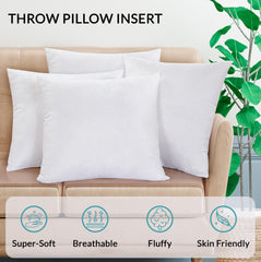ROYALE LINENS Throw Pillow Insert - Square Pillow - Bed & Couch Pillow - Sofa Pillow Insert - Decorative Pillow Insert - Inner Cushion - Pillow & Shams Stuffer White 1 Pack Pillow Insert