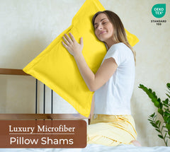 Royale Linens Pillow Shams 2 Pack - Brushed 1800 Microfiber - Bed Pillow Shams, Wrinkle & Fade Resistant Soft and Cozy - Back Overlap Closure - Oxford Pillowcase (Yellow)