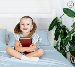 400 Thread Count 100% American Grown Cotton Flat Sheet - Cooling Sheets - Sheets - Luxury Sateen Weave - Flat Sheet Sold Separately - Soft Blue Flat Sheet Only (Caribbean Blue)