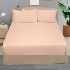 ROYALE LINENS 300 Thread Count 100% Long Staple Combed Cotton Sheet Set - 4 Piece Bed Sheet 1 Fitted Sheet, 1 Flat Sheet, 2 Pillow Case - Breathable, Cool & Crisp Percale Sheet Set ( Pink)