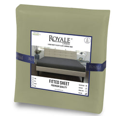 Royale Linens Fitted Sheet - Brushed Hotel Quality 1800 Ultra-Soft Wrinkle & Fade Resistant - Bottom Sheet - Deep Pocket Stretches Up to 16" - Fitted Sheet Only - Elastic Sheet (SageGreen)