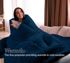 ROYALE Comforter - All Season Down Alternative Bedding Comforter - Lightweight Quilted Comforter with Corner Tabs - Ultra Soft Luxury Hotel Comforter - Box Stitched Duvet Insert ( Navy)