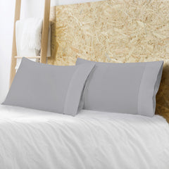 Royale Linens Pillowcase Set of 2 - Bed Pillow Cover - Silver Pillowcases - 1800 Brushed Microfiber, Wrinkle & Fade Resistant - Soft & Cozy- Pillow Case (Silver)