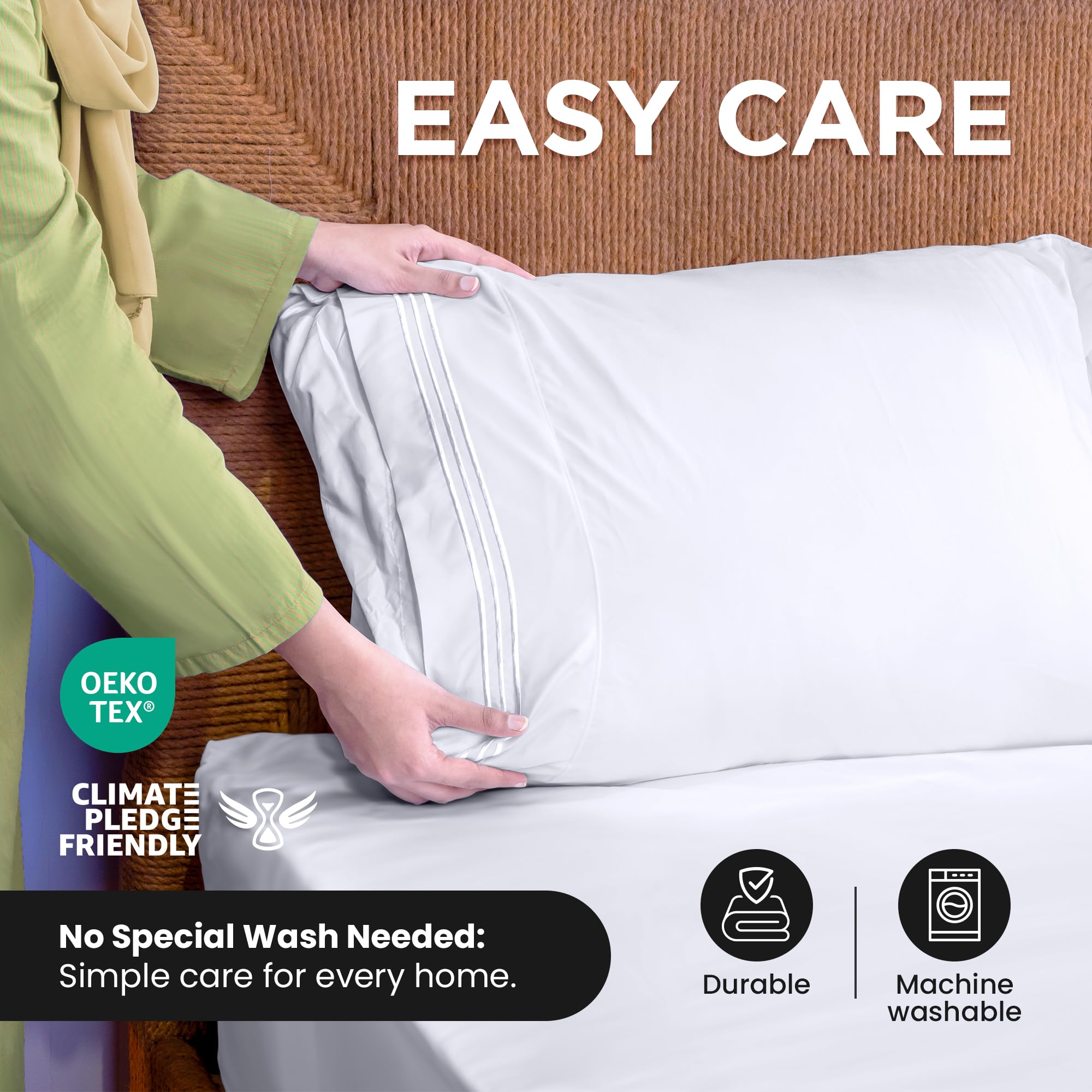 ROYALE LINENS - 4 Piece Bed Sheet - Soft Brushed Microfiber 1800 Bedding Set - 1 Fitted Sheet, 1 Flat Sheet, 2 Pillow case - Wrinkle & Fade Resistant Luxury Sheet Set (White)