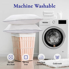 ROYALE LINENS Pillows Size Set of 2 - Bed Pillows for Sleeping - Piping Pillow for Back, Stomach or Side Sleepers - Down Alternative Pillows - Soft Hotel Quality (Pack of 2)