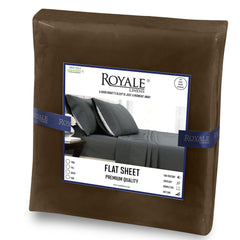 Royale Linens Flat Sheet Only - Brushed 1800 Microfiber - Ultra Soft & Breathable - Wrinkle Resistant - Hotel Quality Flat Sheet Sold Separately - Top Sheet for Bed (Chocolate)