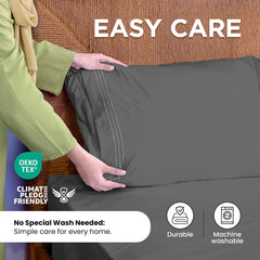 ROYALE LINENS - 4 Piece Bed Sheet - Soft Brushed Microfiber 1800 Bedding Set - 1 Fitted Sheet, 1 Flat Sheet, 2 Pillow case - Wrinkle & Fade Resistant Luxury Sheet Set (Grey)