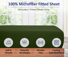 Royale Linens Fitted Sheet - Brushed Hotel Quality 1800 Soft Wrinkle & Fade Resistant - Bottom Sheet - Deep Pocket Stretches Up to 16" - Fitted Sheet Only - Elastic Sheet ( Hunter Green)