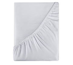 Royale Linens 400 Thread Count 100% American Grown Cotton Fitted Sheet - All Around Elastic Fitted Sheet - Luxury Sateen Weave - Snug Fit Bottom Sheet Fit Up to 16" (Spanish Silver)