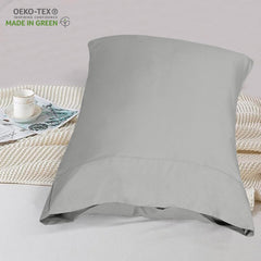 ROYALE LINENS 300 Thread Count 100% Long Staple Combed Cotton Pillowcases Set of 2 - Ultra Soft - Bed Pillow Cover - -Breathable, Cool & Crisp Percale Silver Pillow Cases (Silver)