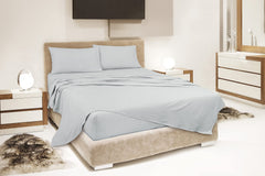 Royale Linen Striped Bed Sheet Set - Microfiber 1800 Bedding - 1 Fitted Sheet, 1 Flat Sheet, 2 Pillow case - Wrinkle & Fade Resistant - 4 Piece Damask Stripe Bed Sheet Set (Stripe Silver)