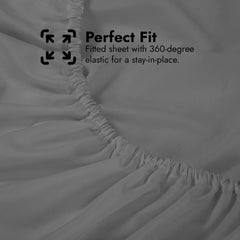 Royale Linens Extra Deep Pocket Fitted Sheet Only - Soft Grey Fitted Sheet Deep Pocket - Fits 18 inch to 24 inch Thick Mattress - Fitted Sheet Only - Elastic Sheet (Grey)